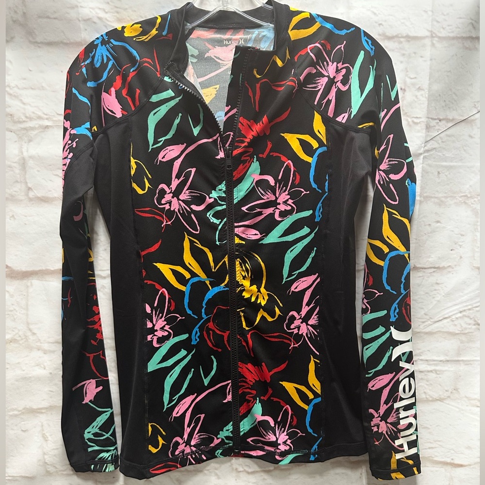 Hurley womens zip up swim‎ top small
